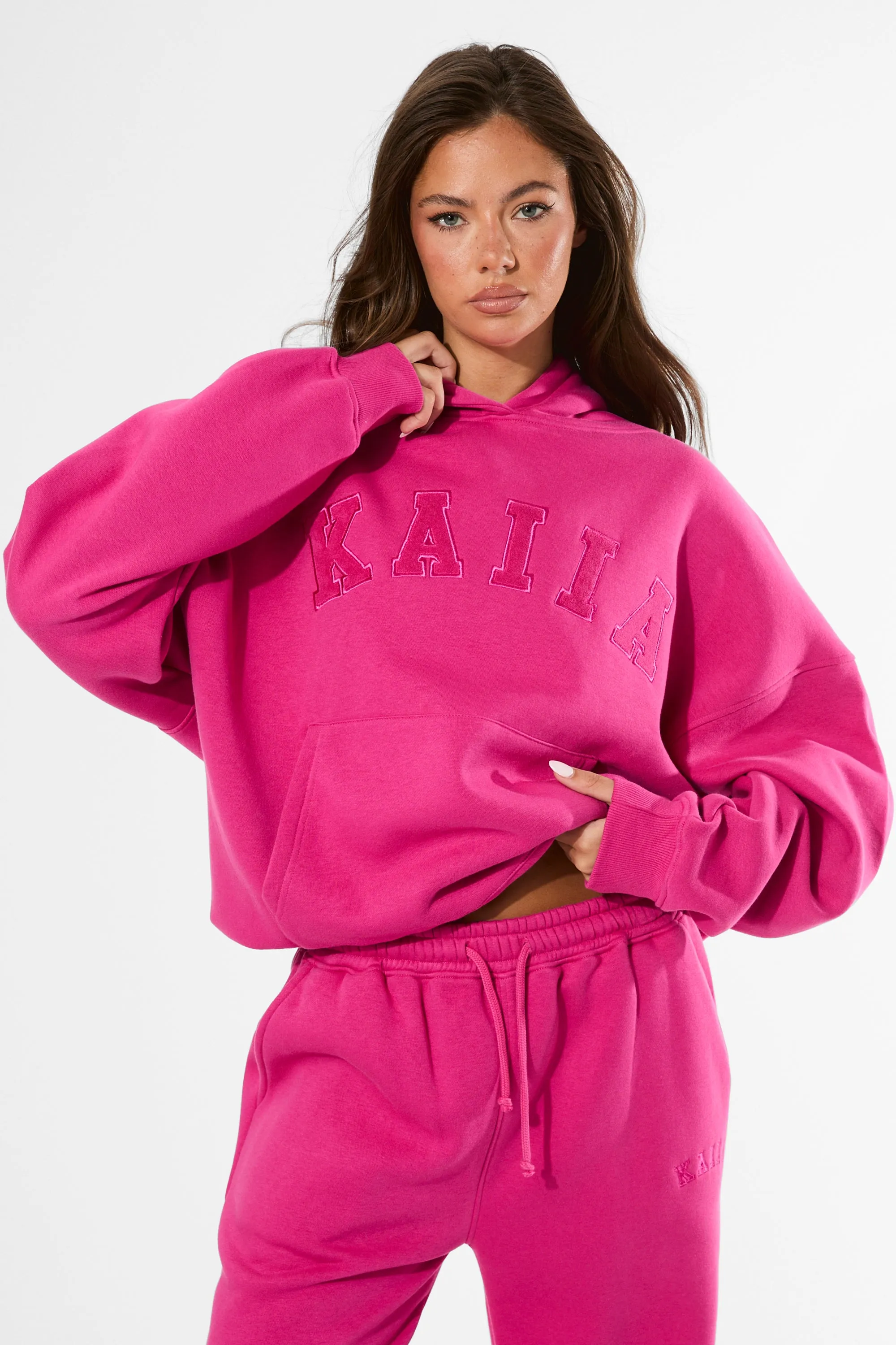 Kaiia Slogan Oversized Hoodie Bright Pink sold by Public Desire product image thumbnail 4