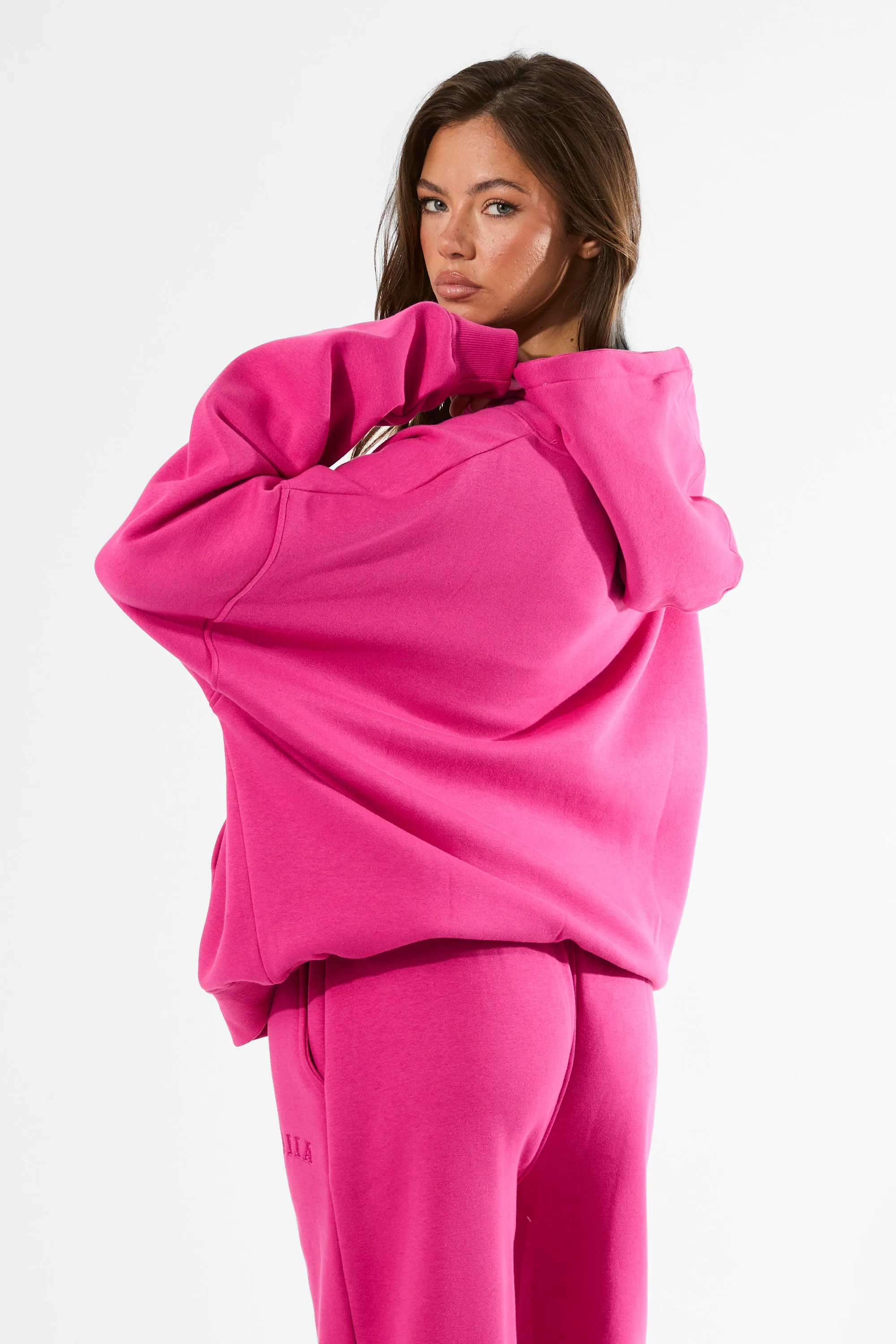 Kaiia Slogan Oversized Hoodie Bright Pink sold by Public Desire product image thumbnail 3