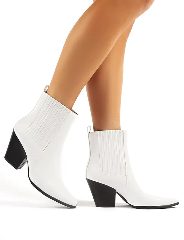Hazy White Block Heeled Ankle Boots sold by Public Desire