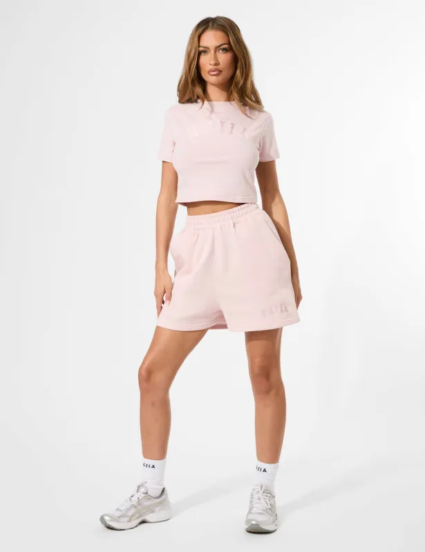 Kaiia Logo Mini Sweat Shorts Pink Chai sold by Public Desire