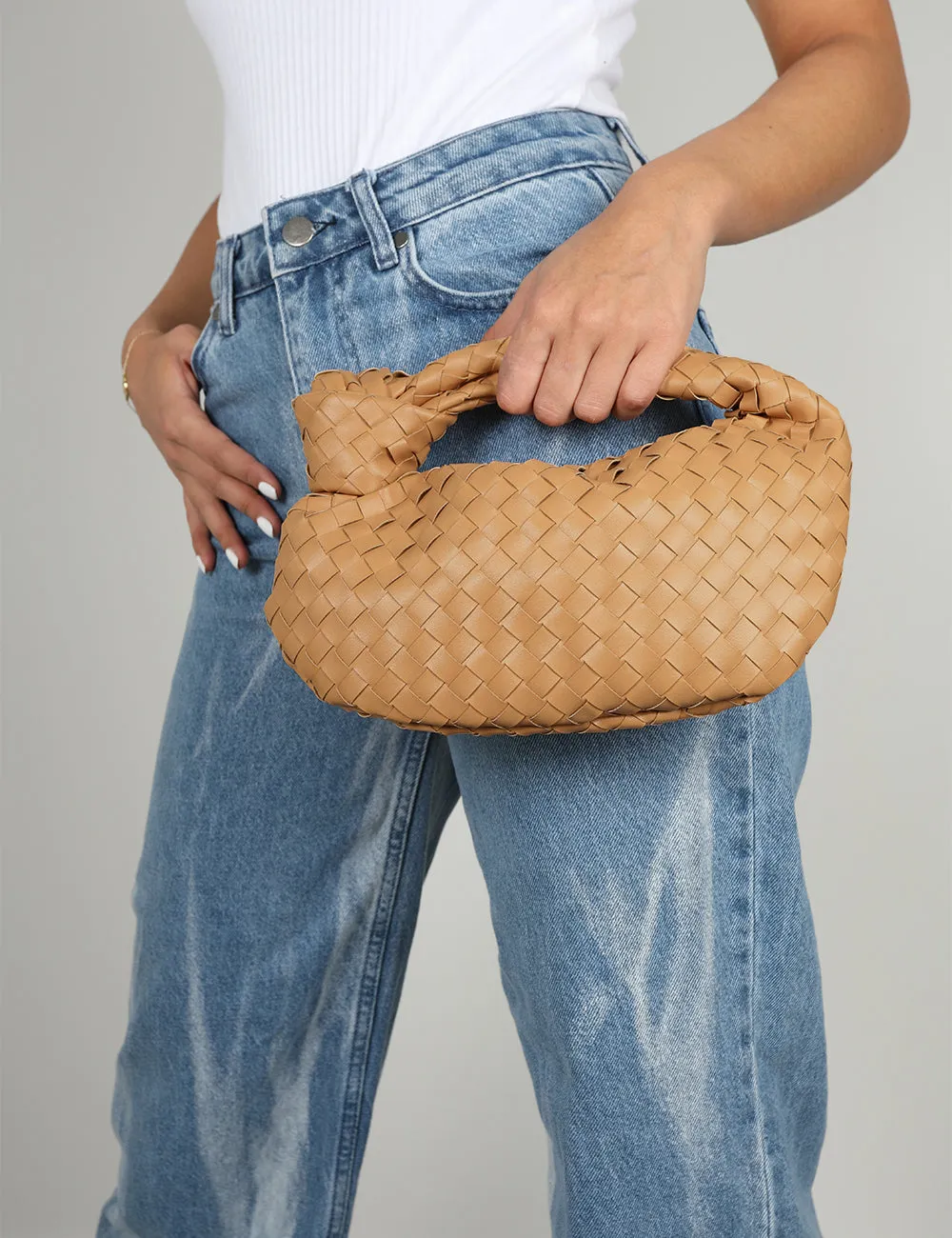 The Blame Tan Woven PU Knot Detail Mini Grab Bag sold by Public Desire product image thumbnail 2