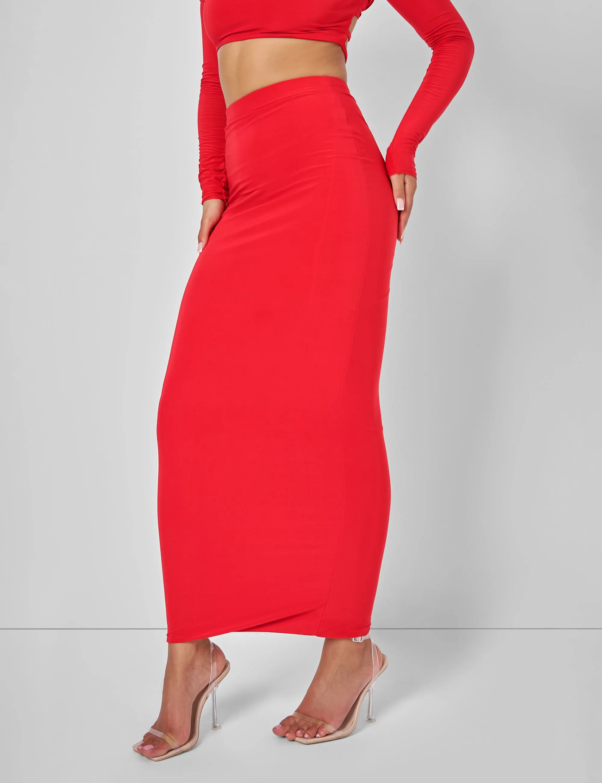 Public Desire Cut Out Maxi Skirt Co-ord in Red sold by Public Desire product image thumbnail 4