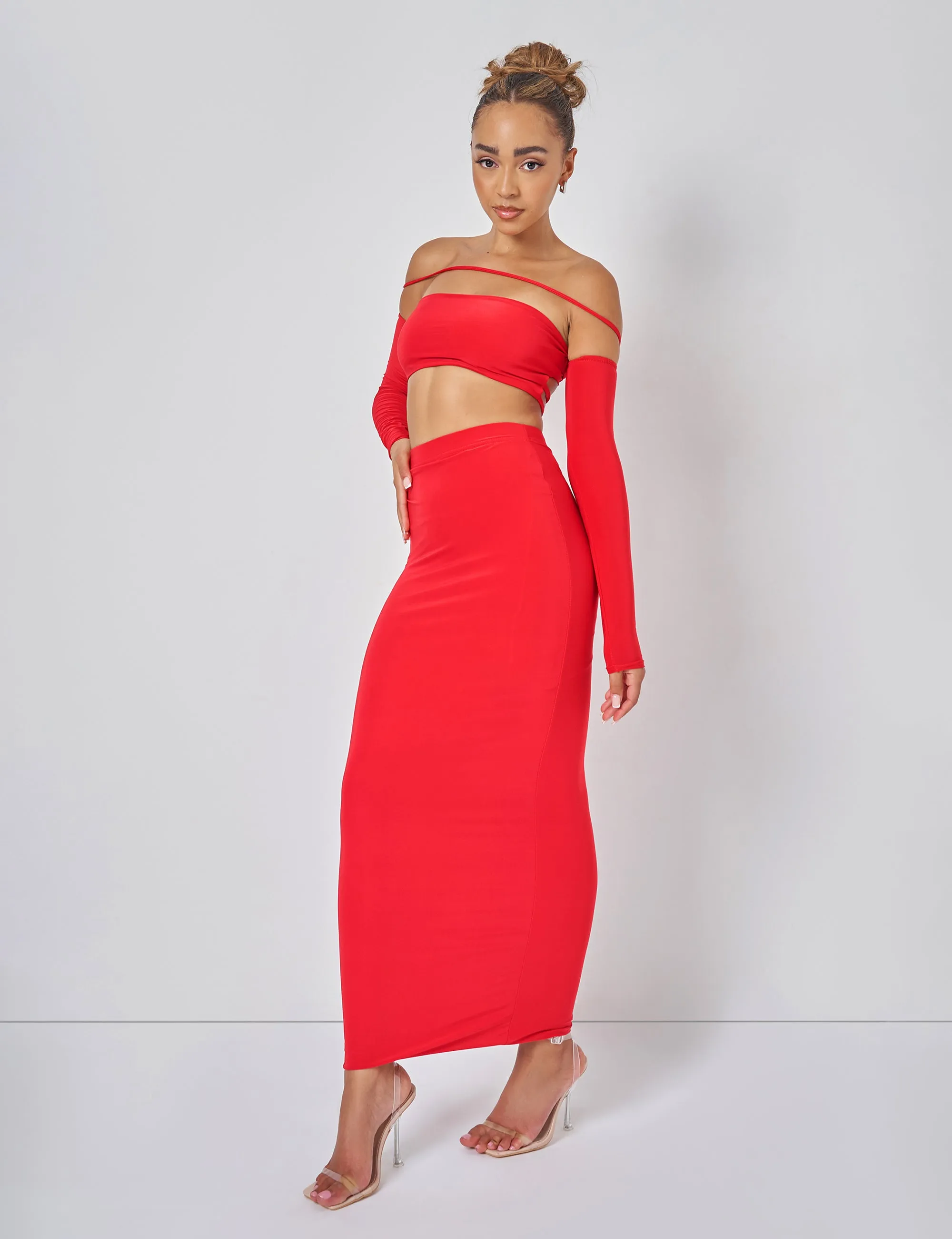 Public Desire Cut Out Maxi Skirt Co-ord in Red sold by Public Desire product image thumbnail 2