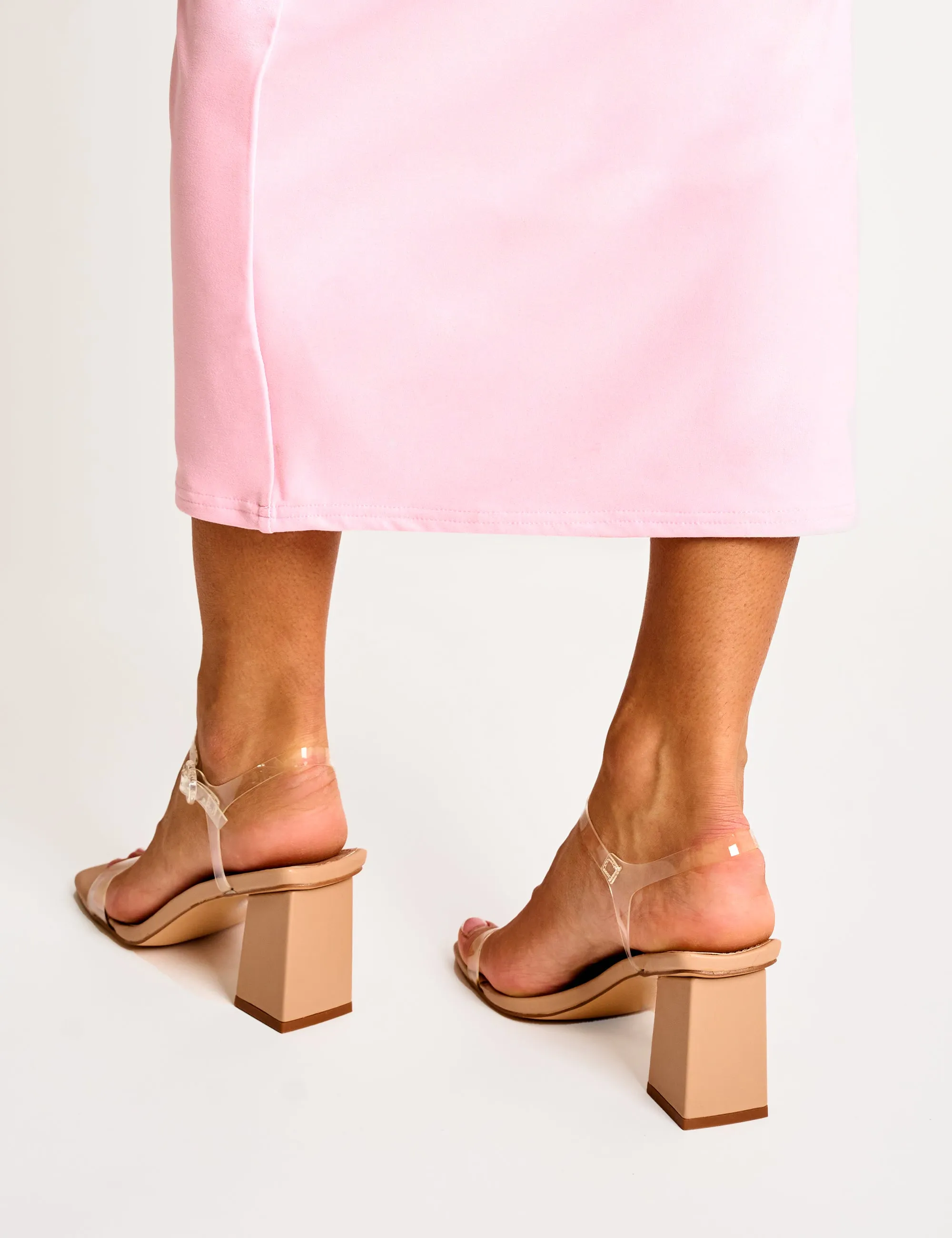 Maryse Nude Perspex Pu Barely There Mid Block Heels sold by Public Desire product image thumbnail 3