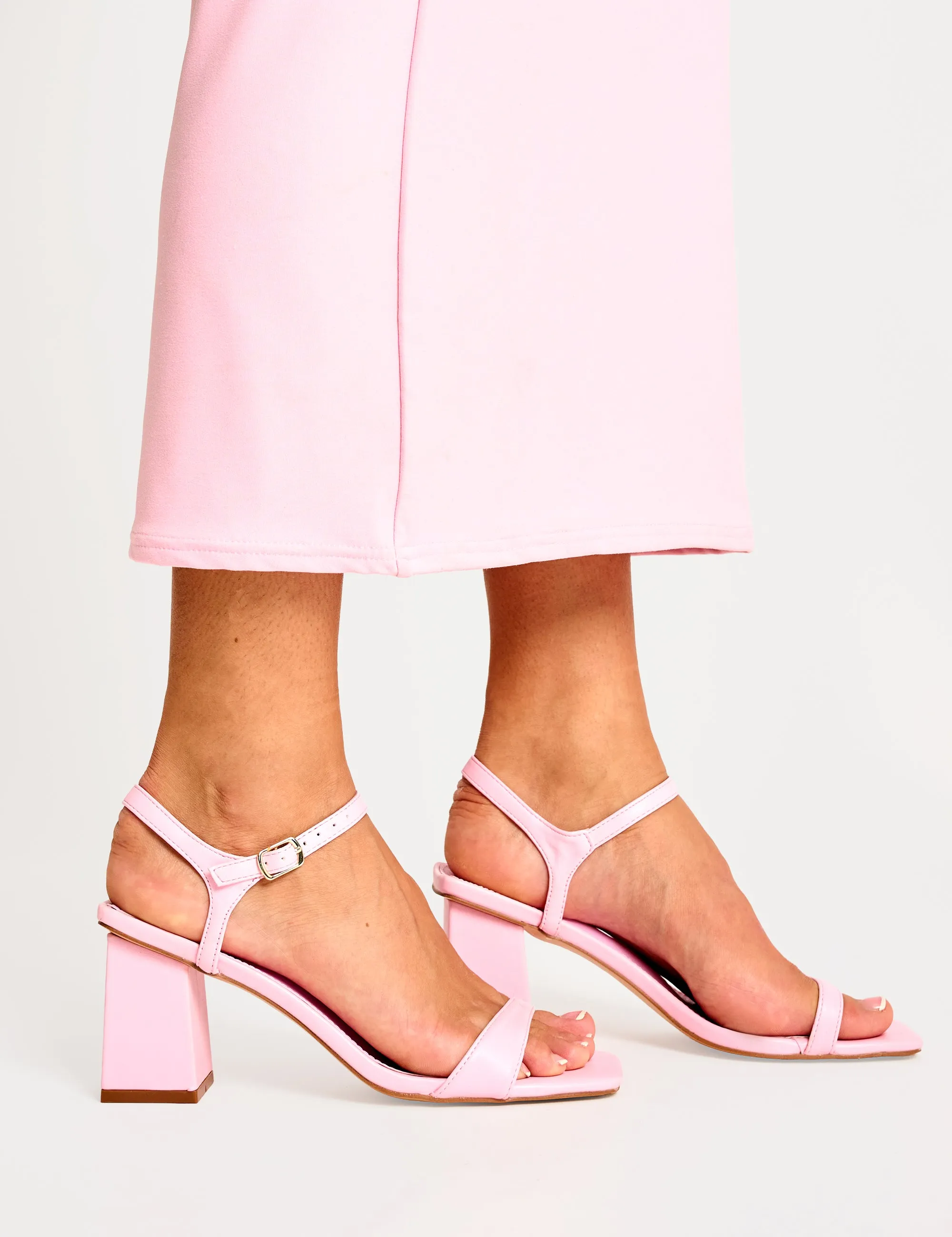 Maryse Light Pink Pu Barely There Mid Block Heels sold by Public Desire product image thumbnail 2