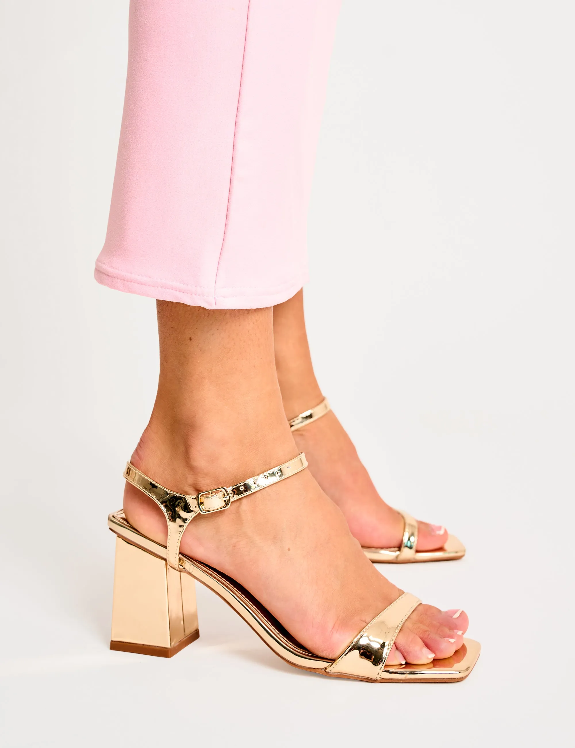 Maryse Gold Mirror Pu Barely There Mid Block Heels sold by Public Desire product image thumbnail 3