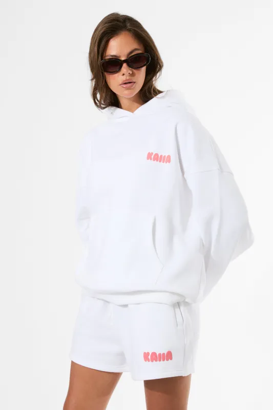 Kaiia Bubble Graphic Oversized Hoodie Vanilla & Coral sold by Public Desire