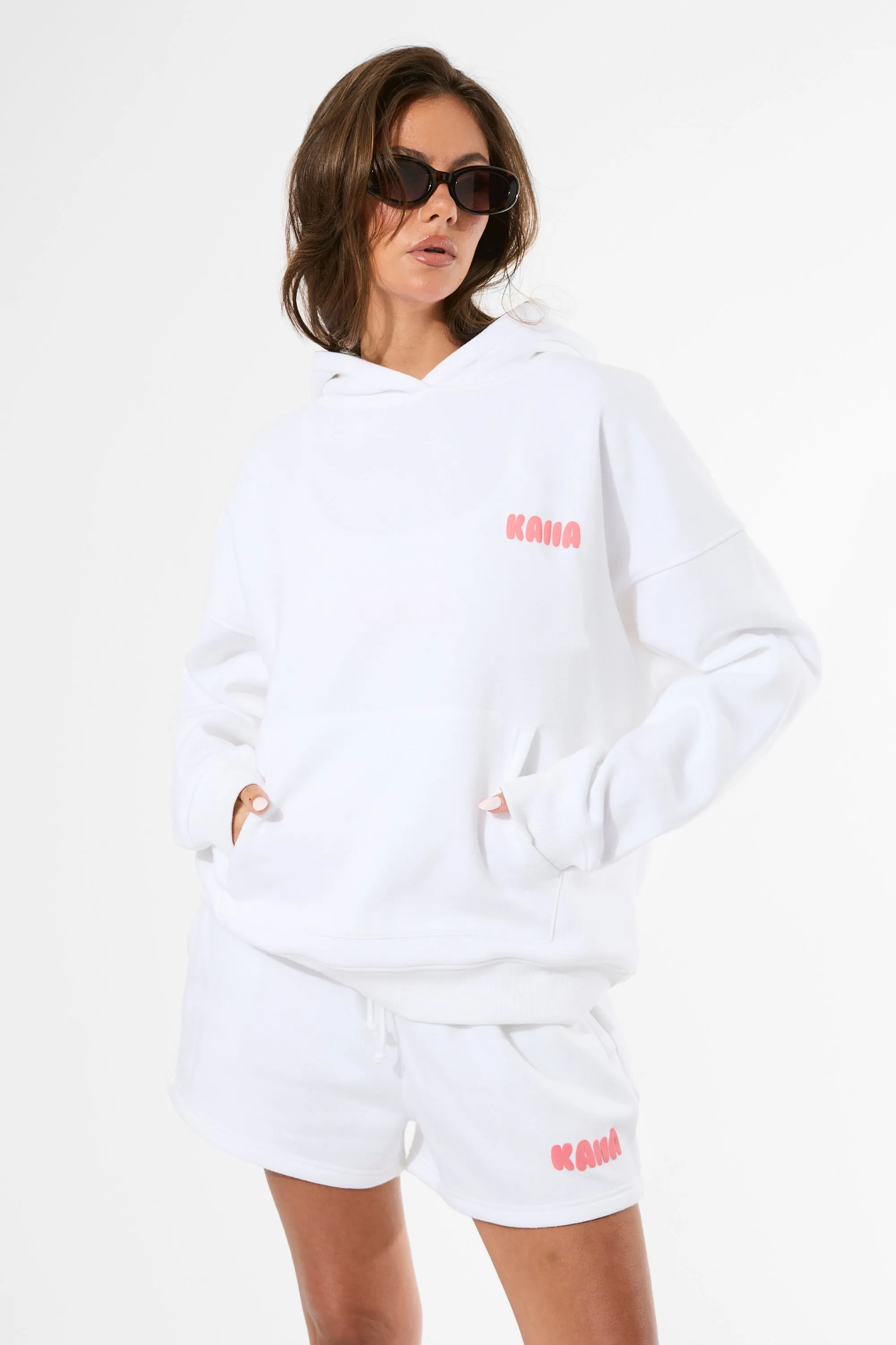 Kaiia Bubble Graphic Oversized Hoodie Vanilla & Coral sold by Public Desire product image thumbnail 5