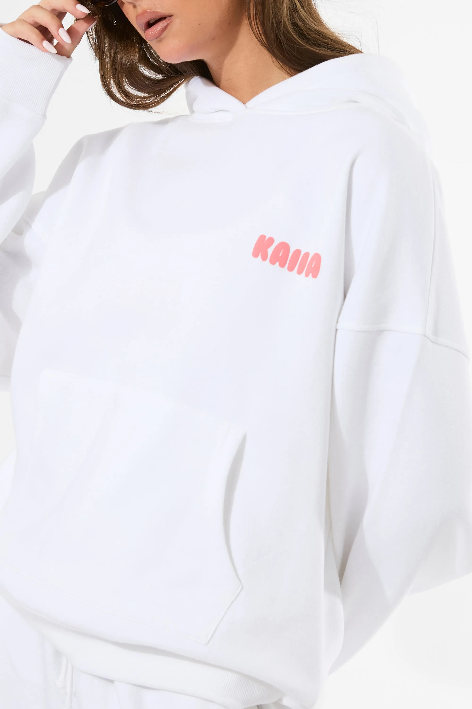 Kaiia Bubble Graphic Oversized Hoodie Vanilla & Coral sold by Public Desire product image thumbnail 4