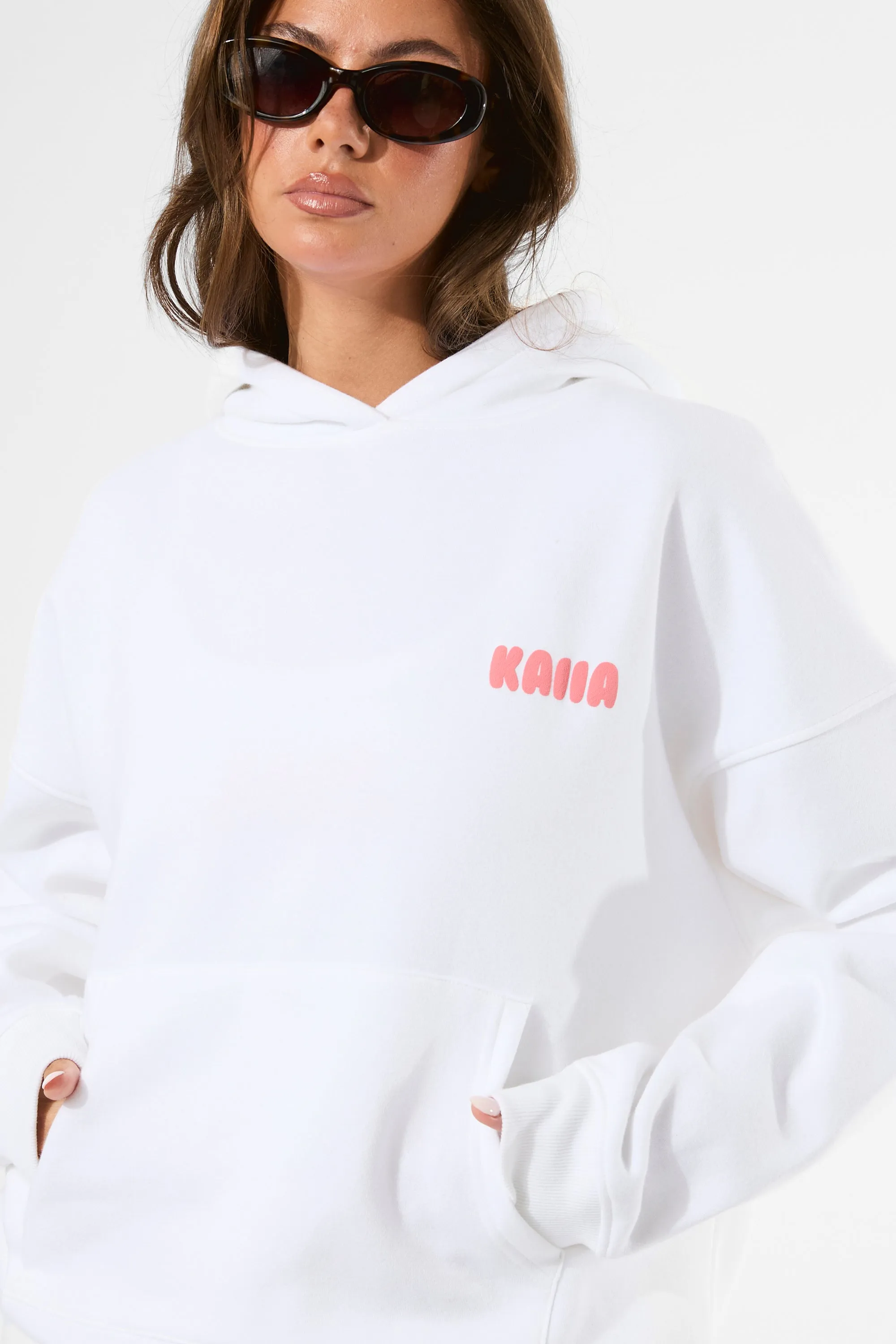 Kaiia Bubble Graphic Oversized Hoodie Vanilla & Coral sold by Public Desire product image thumbnail 3