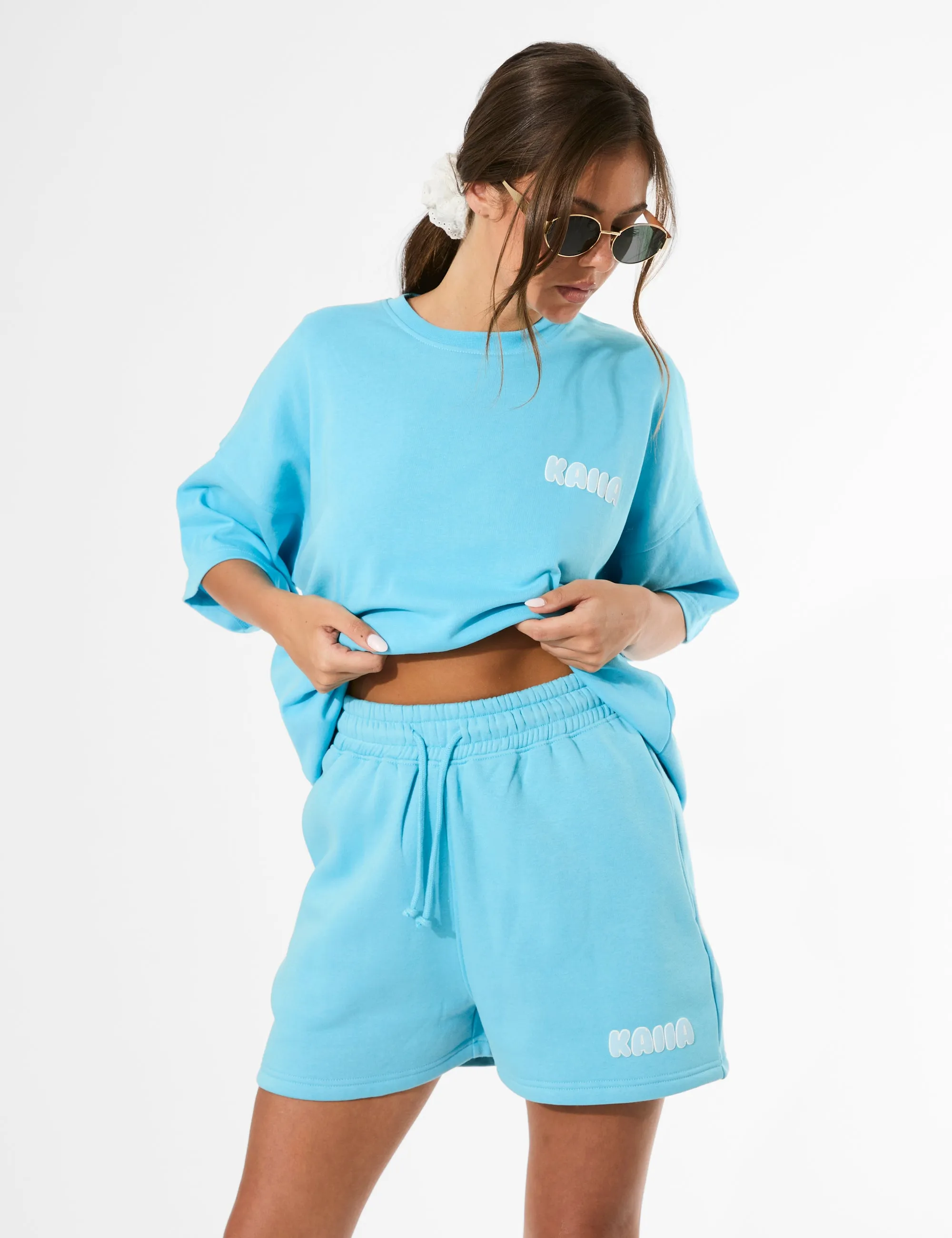 Kaiia Bubble Graphic Sweat Shorts Pool Blue sold by Public Desire product image thumbnail 5