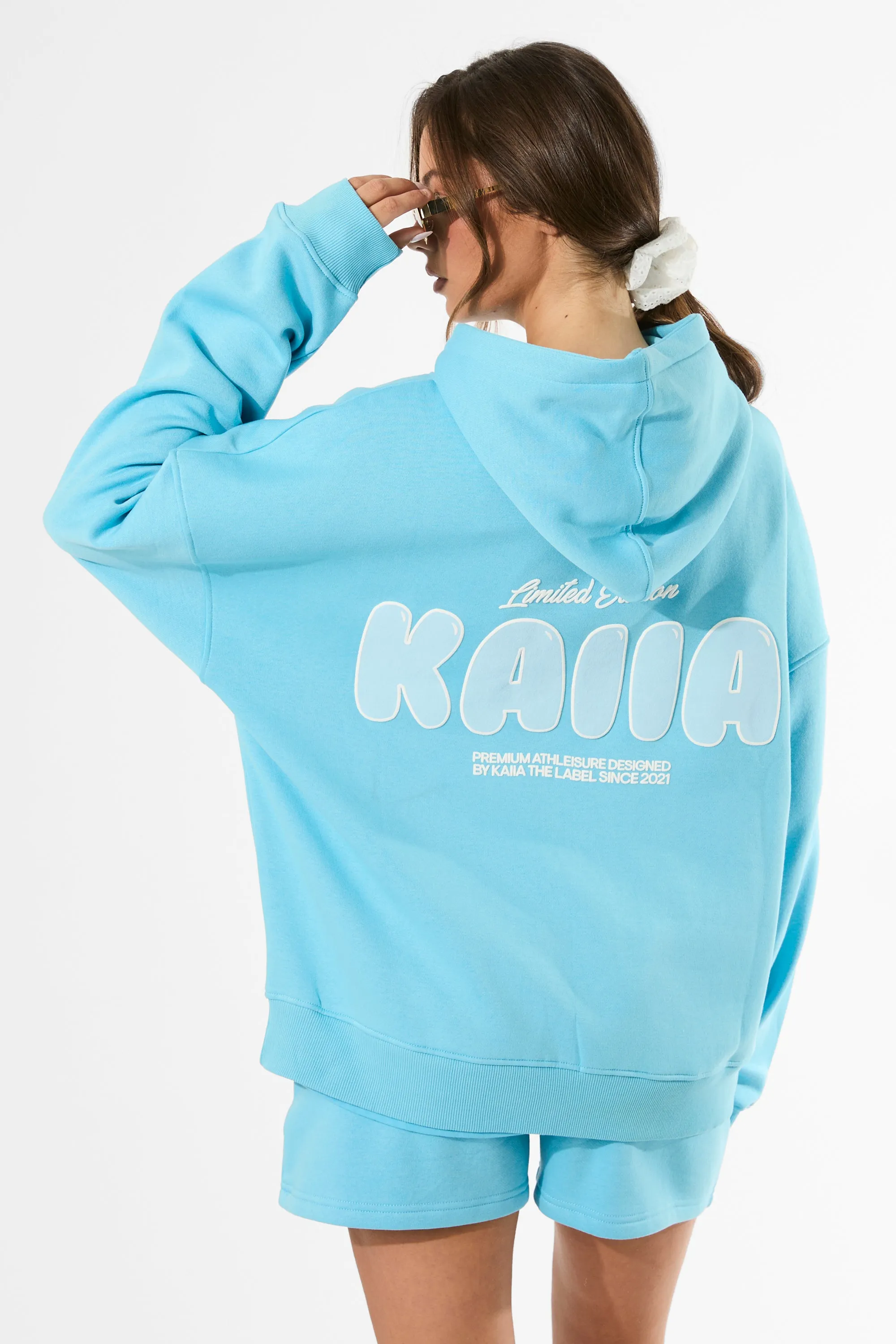 Kaiia Bubble Graphic Oversized Hoodie Pool Blue sold by Public Desire product image thumbnail 2