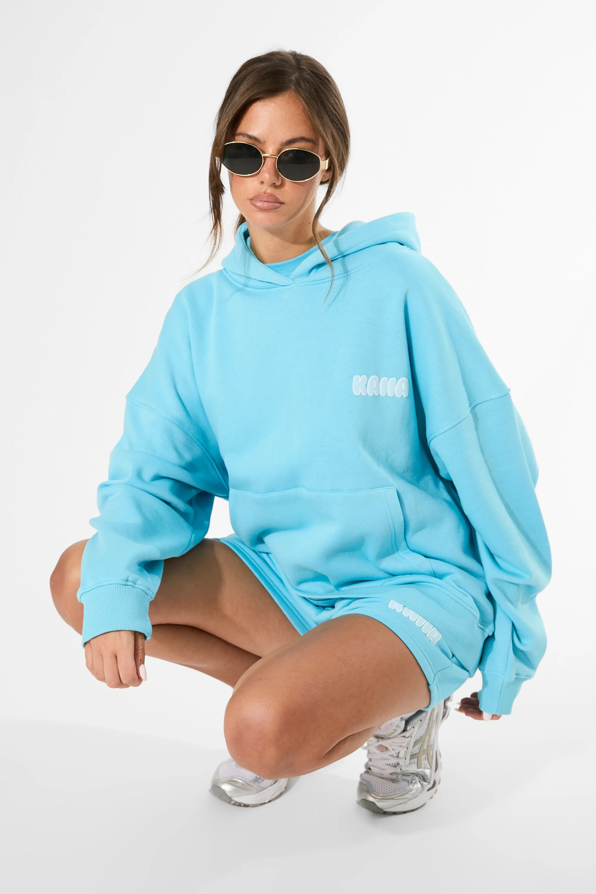 Kaiia Bubble Graphic Oversized Hoodie Pool Blue sold by Public Desire product image thumbnail 5
