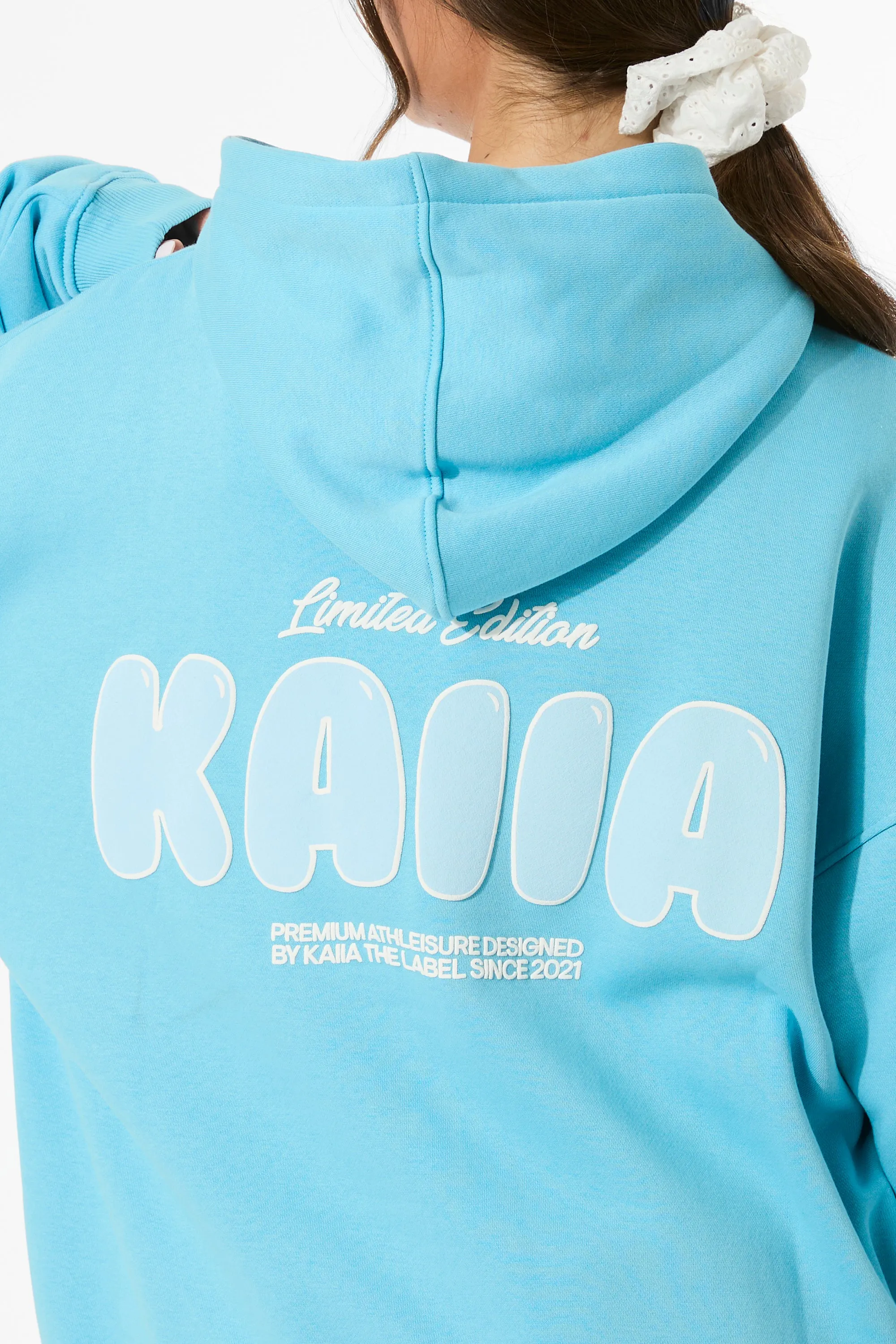 Kaiia Bubble Graphic Oversized Hoodie Pool Blue sold by Public Desire product image thumbnail 4