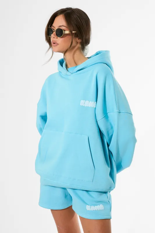 Kaiia Bubble Graphic Oversized Hoodie Pool Blue made by Public Desire