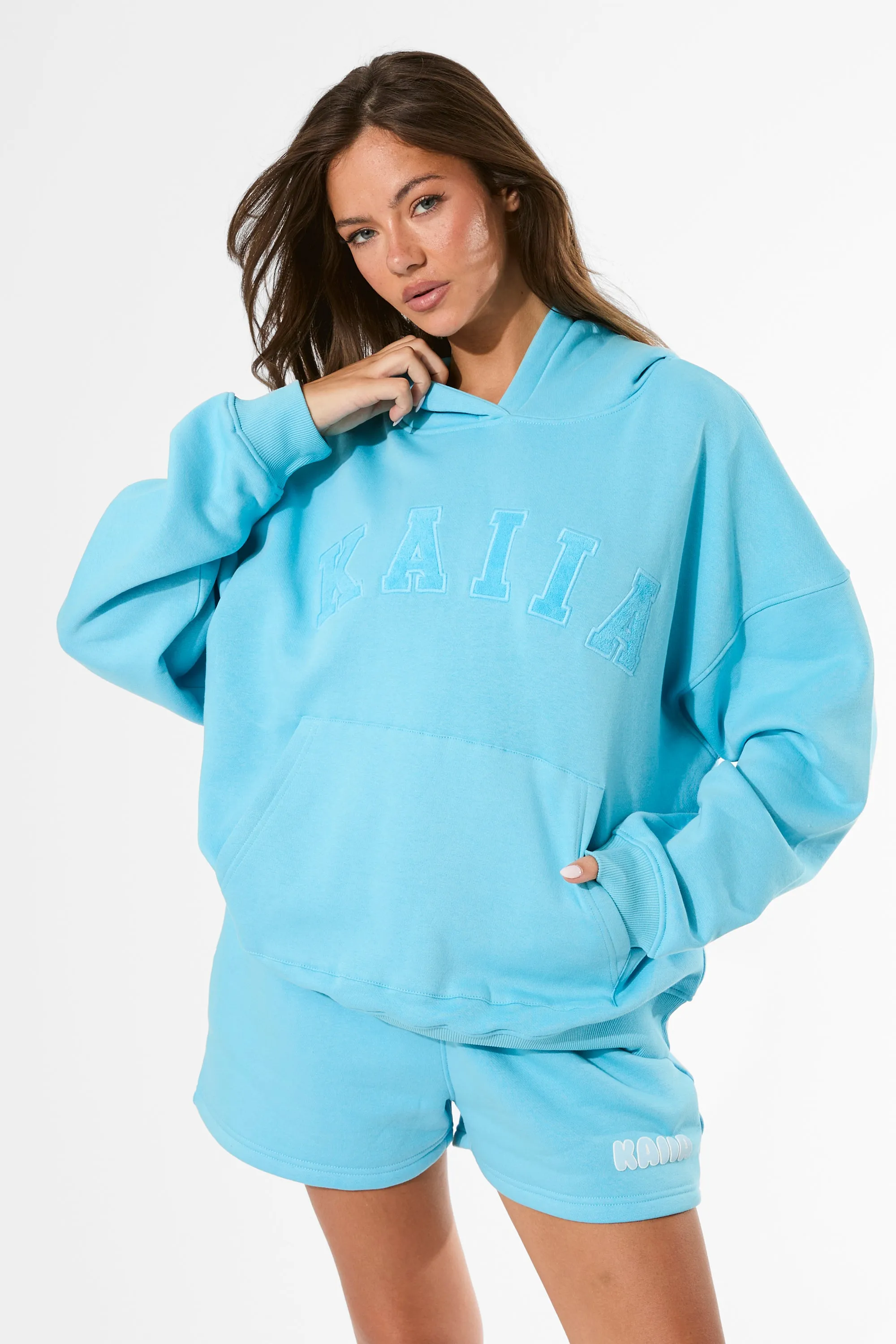 Kaiia Slogan Oversized Hoodie Pool Blue sold by Public Desire