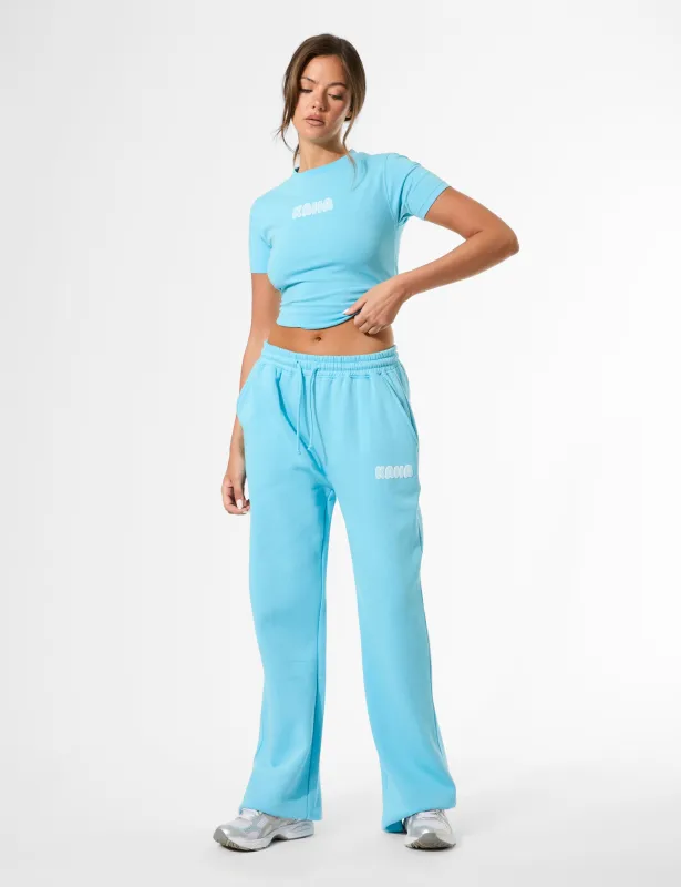 Kaiia Bubble Graphic Wide Leg Joggers Pool Blue sold by Public Desire