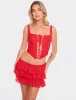 Square Neck Lace Up Dipped Hem Corset Red sold by Public Desire