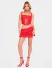 Square Neck Lace Up Dipped Hem Corset Red sold by Public Desire