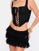 Low Rise Lace Frill Mini Skirt Black sold by Public Desire