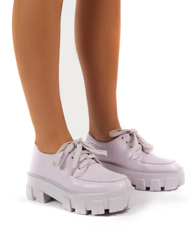 Candid Lilac Chunky Sole Lace Up Creeper sold by Public Desire
