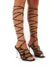 Joyful Black Lace Up Knot Front heels sold by Public Desire
