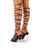 Joyful Black Lace Up Knot Front heels sold by Public Desire