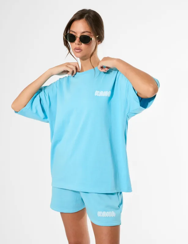 Kaiia Bubble Graphic Oversized T-Shirt Pool Blue sold by Public Desire