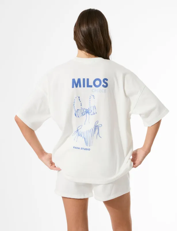 Kaiia Bikini Back Graphic Oversized T-Shirt Cream sold by Public Desire