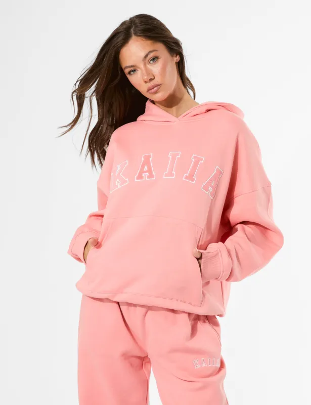 Kaiia Slogan Oversized Hoodie Bright Coral made by Public Desire