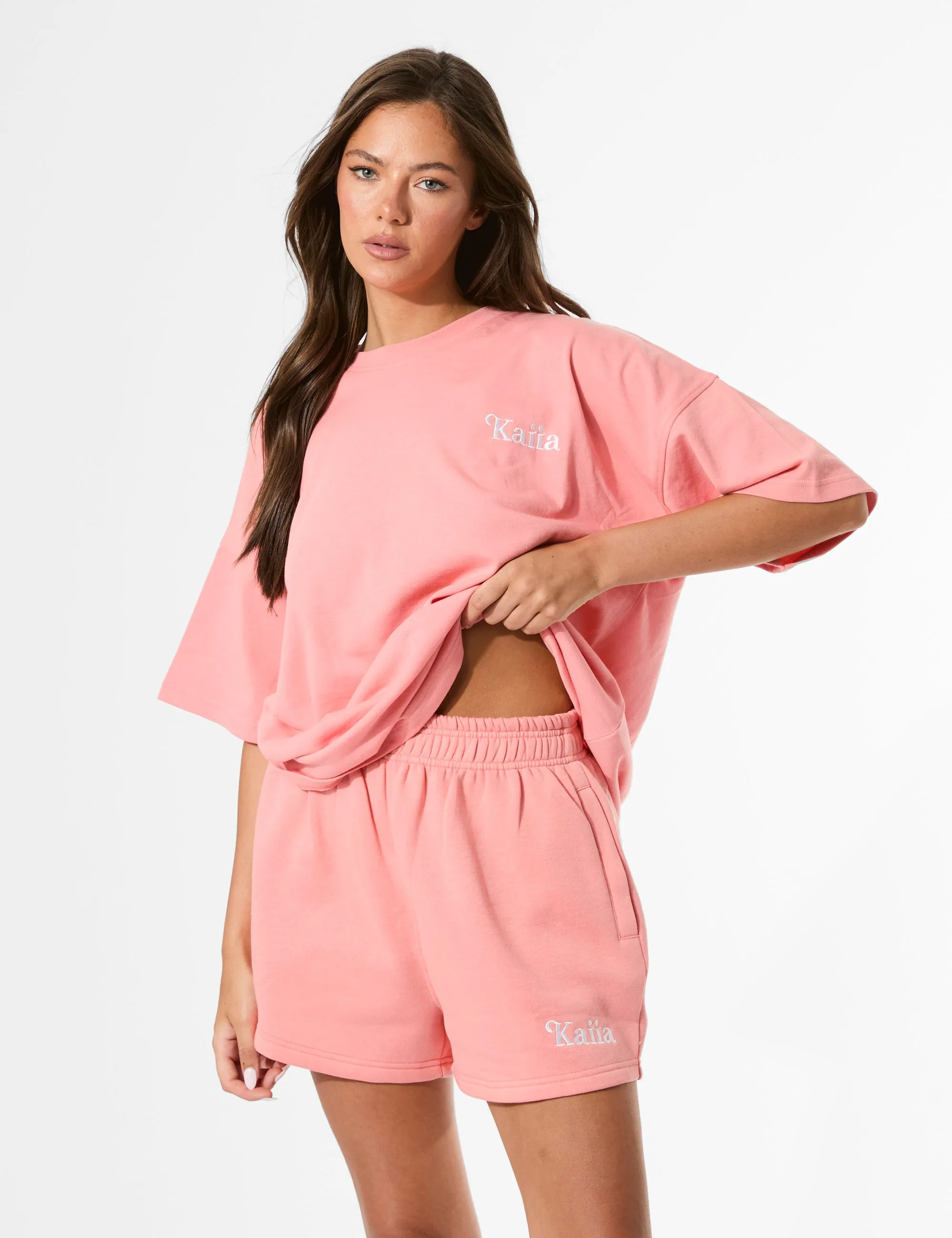 Kaiia Miami Beach Back Graphic Oversized T-Shirt Bright Coral sold by Public Desire product image thumbnail 5