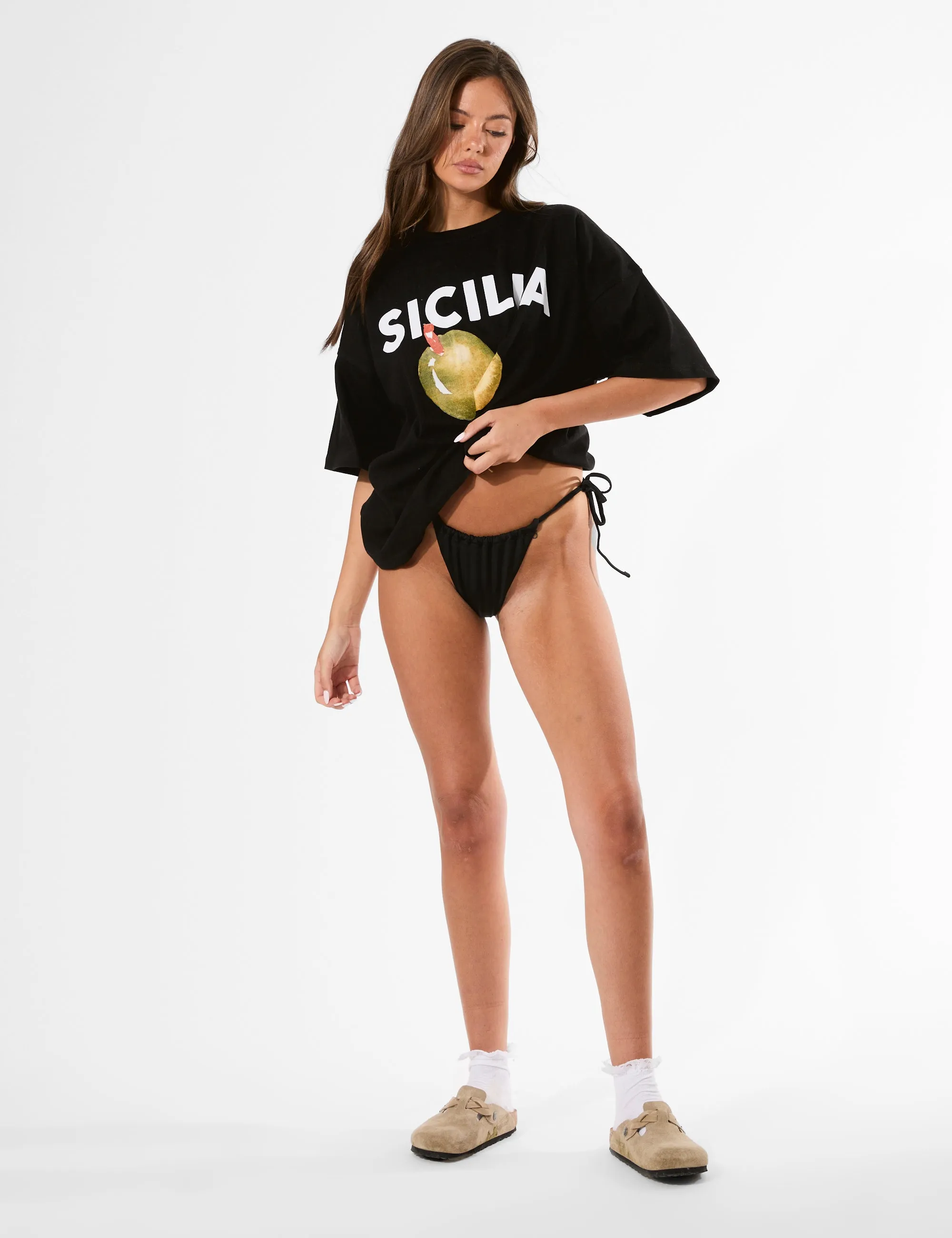 Kaiia Sicilia Olives Graphic Oversized T-Shirt Black sold by Public Desire product image thumbnail 5