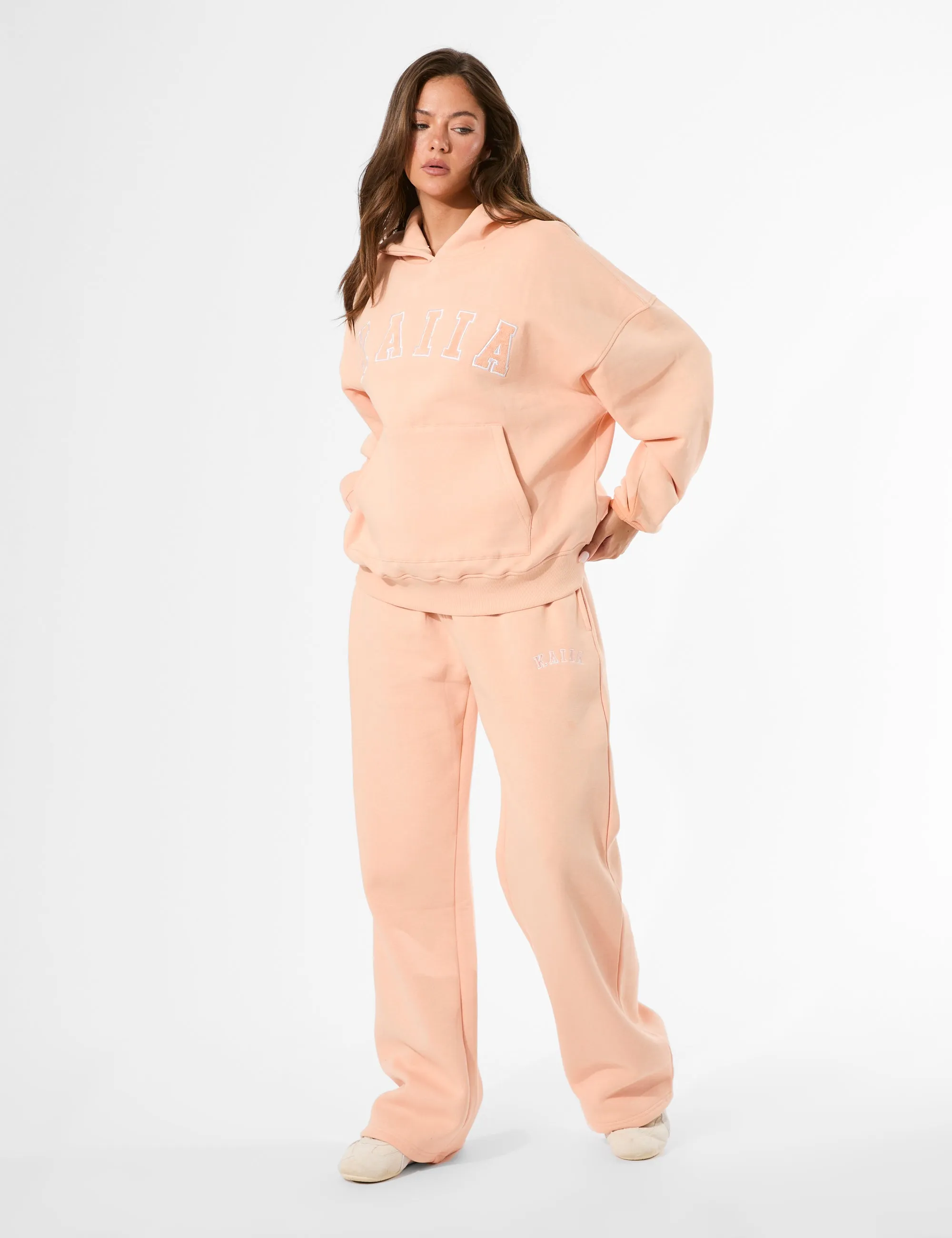 Kaiia Logo Wide Leg Joggers Tangerine sold by Public Desire