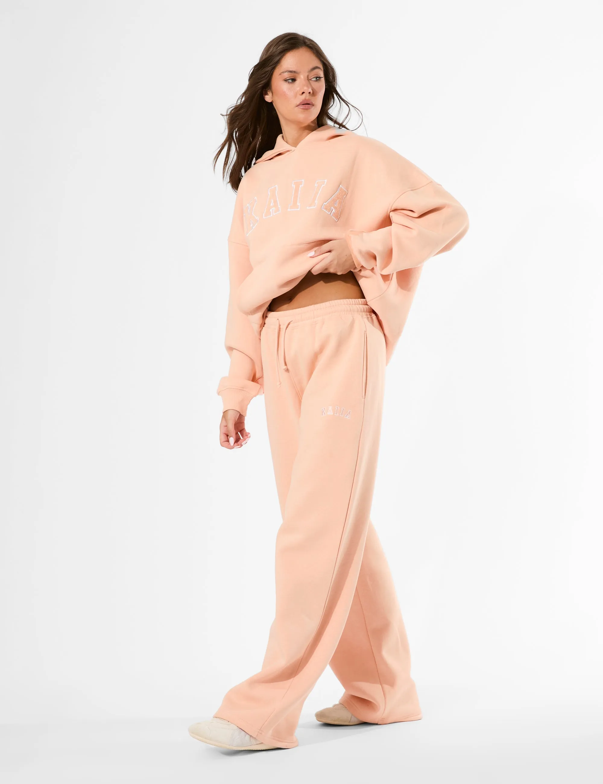 Kaiia Logo Wide Leg Joggers Tangerine sold by Public Desire product image thumbnail 5