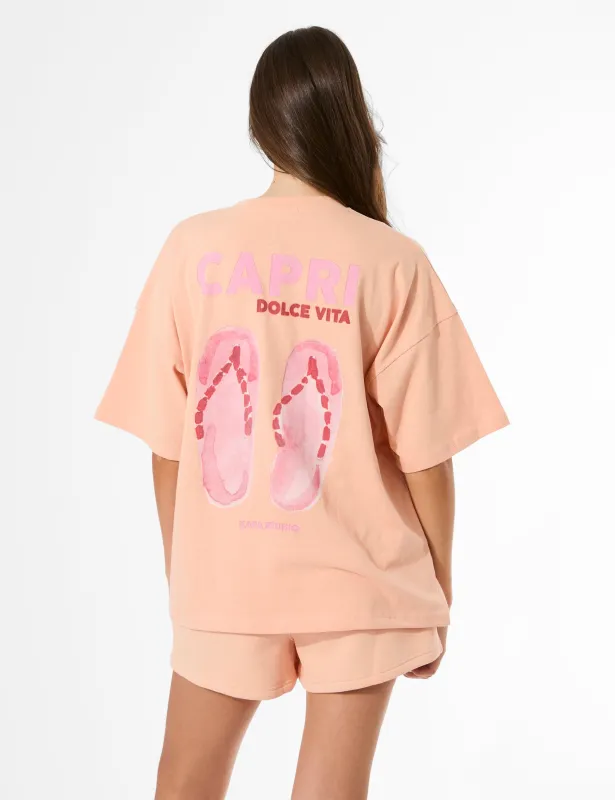 Kaiia Capri Back Graphic Oversized T-Shirt Tangerine sold by Public Desire