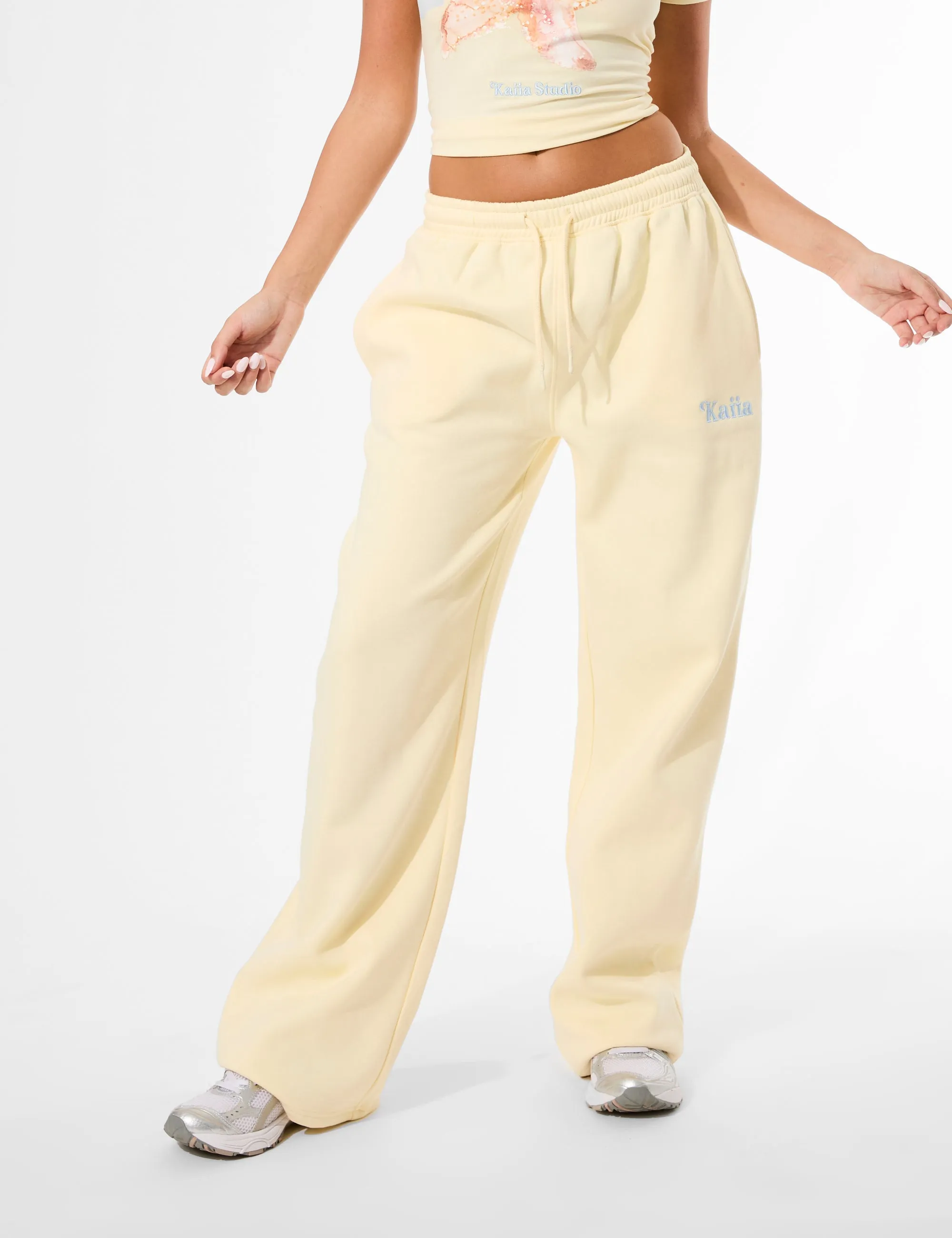 Kaiia Slogan Wide Leg Joggers Lemon sold by Public Desire product image thumbnail 2