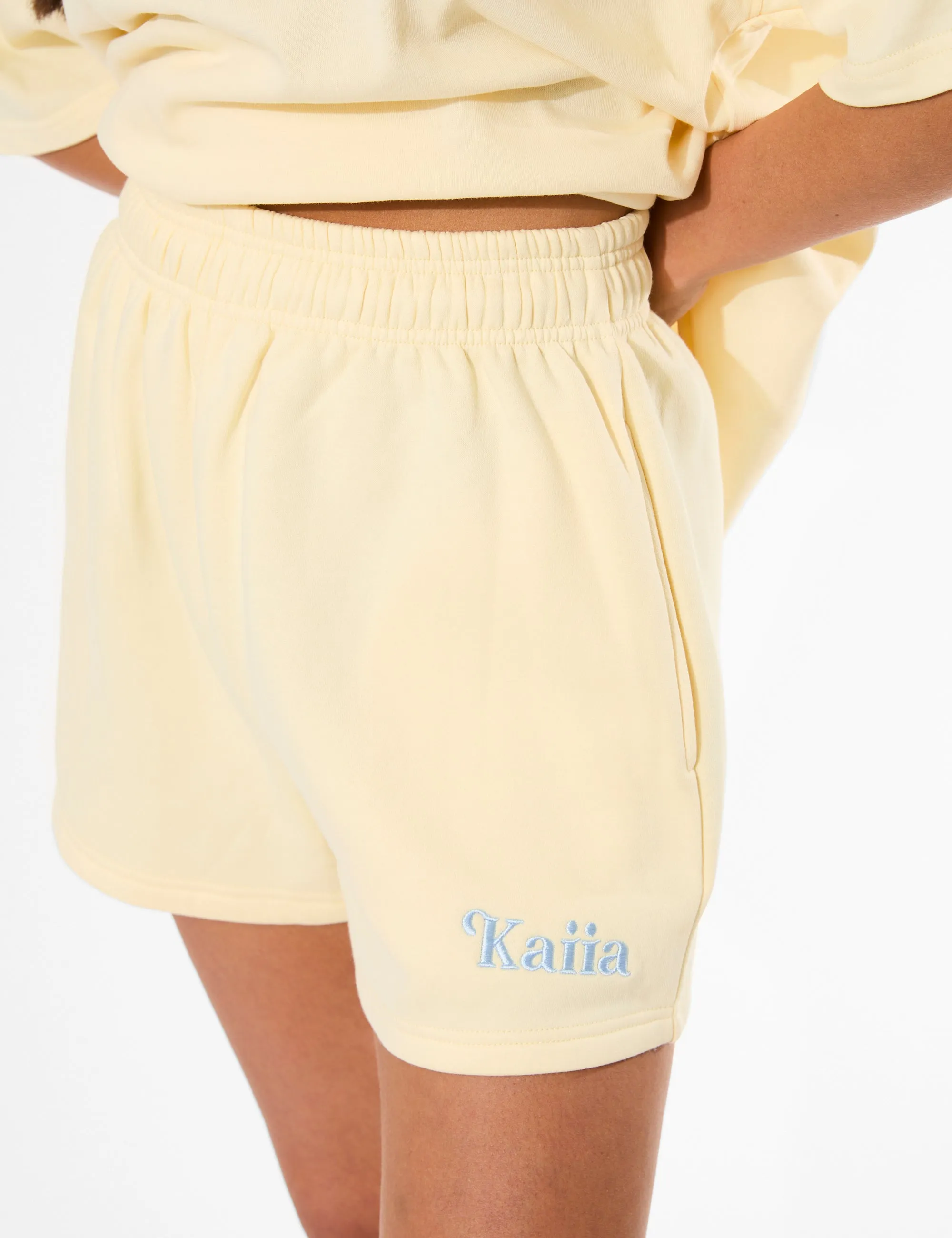 Kaiia Logo Mini Sweat Shorts Lemon sold by Public Desire product image thumbnail 2