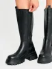 Bryant Black Pu Chunky Sole Elasticated Knee High Boots sold by Public Desire