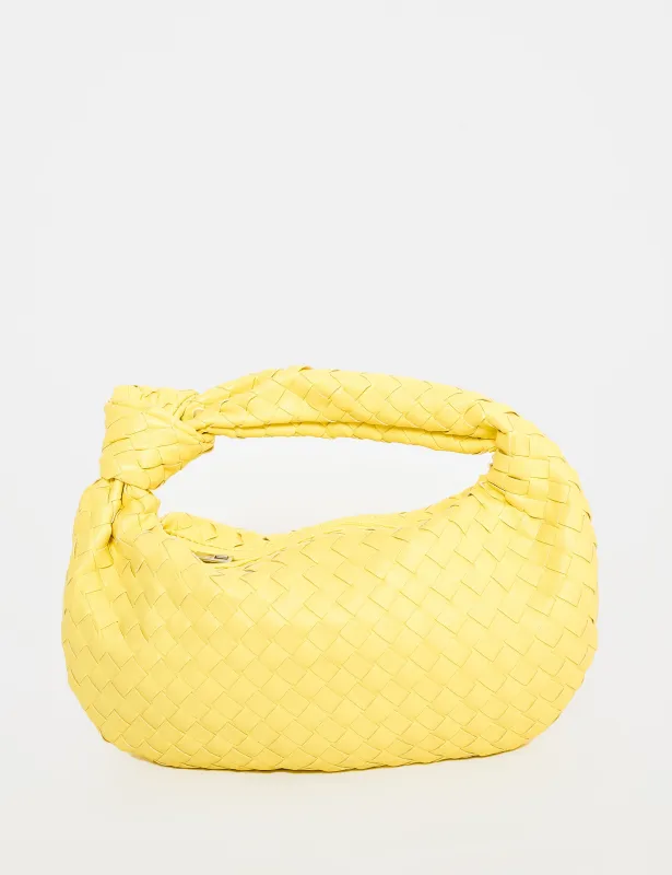 The Blame Lemon Woven Pu Knot Detail Mini Pu Bag sold by Public Desire