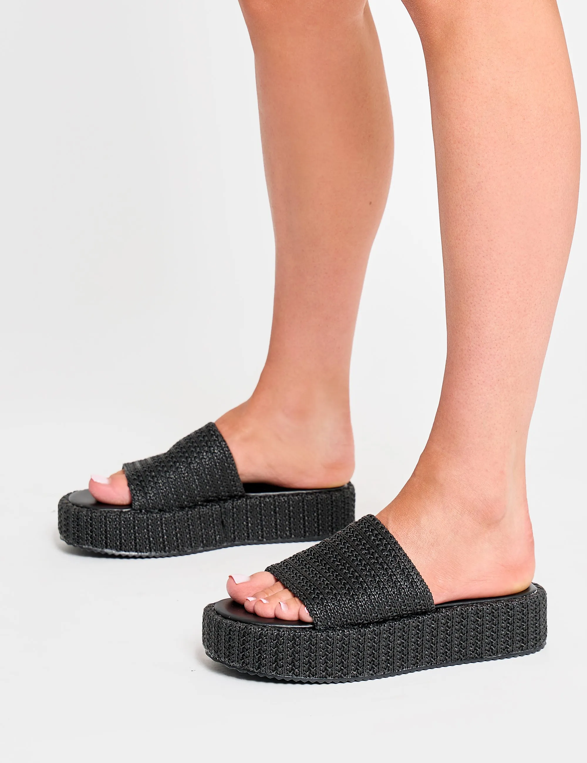 Sangria Black Woven Flatform Sandals sold by Public Desire product image thumbnail 2