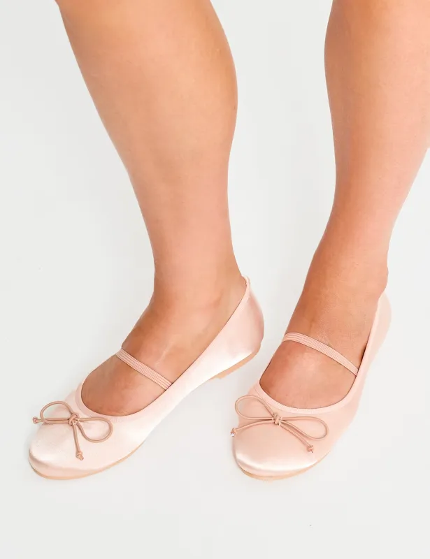 Alexia Pink Wide Fit Satin Flat Ballet Pumps sold by Public Desire