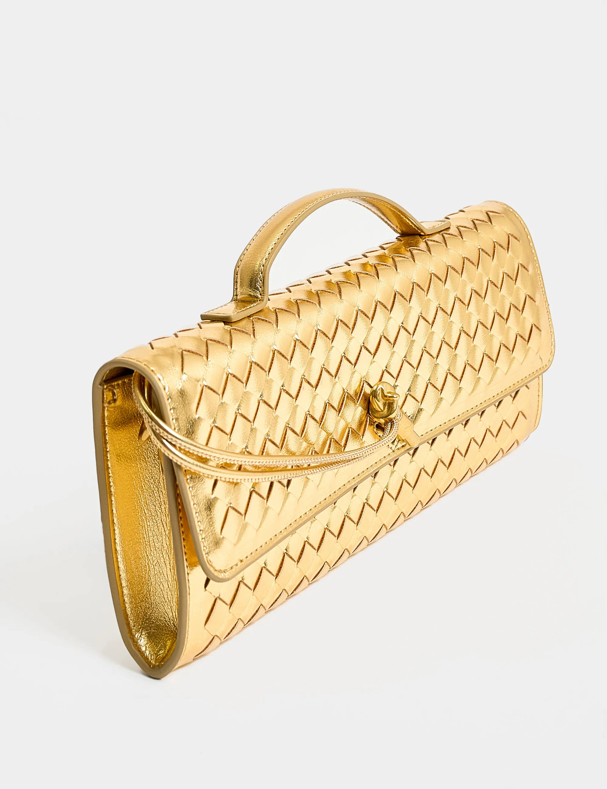 The Rose Metallic Gold Weave Rectangle Clutch Bag sold by Public Desire product image thumbnail 2