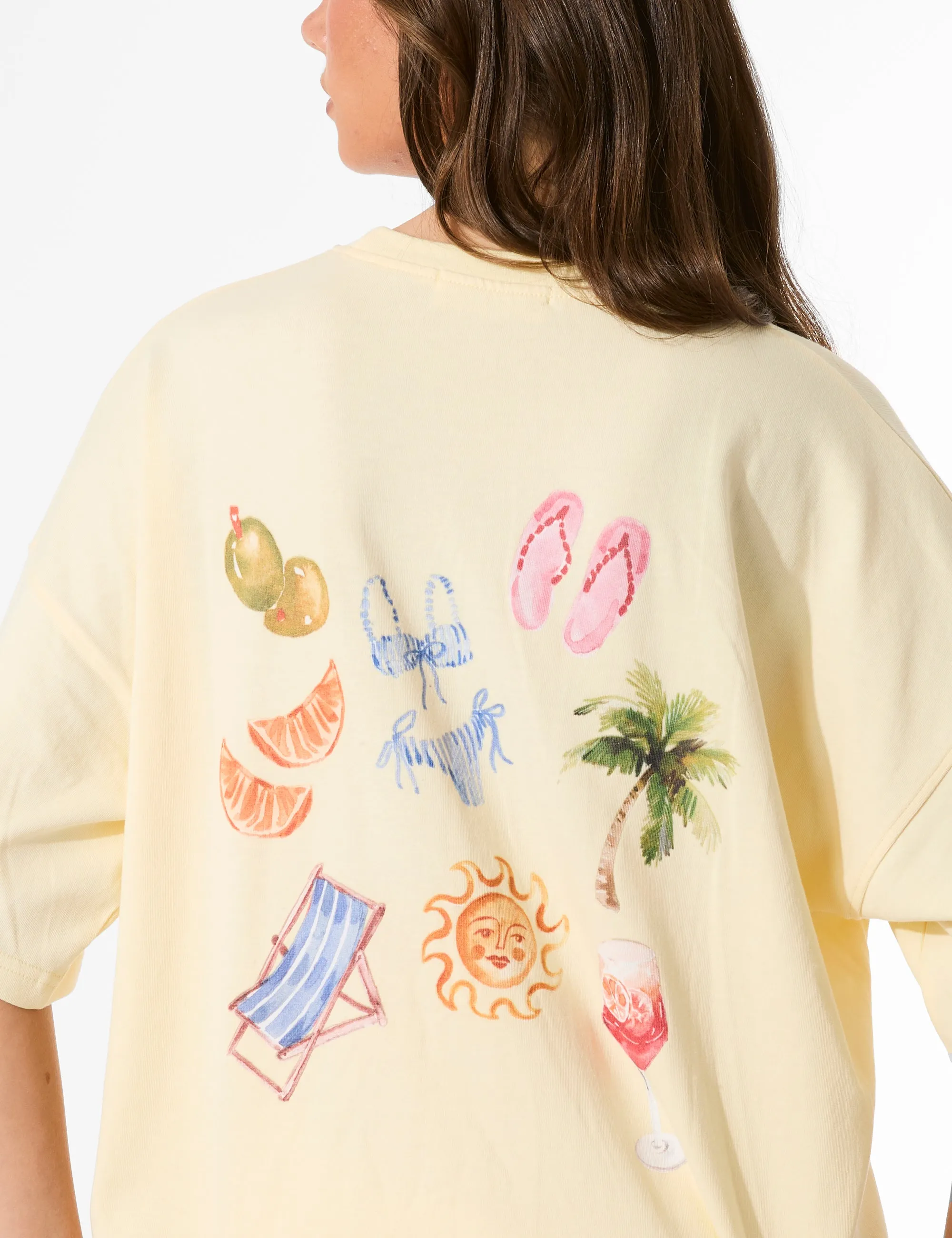 Kaiia Summer Back Graphic Oversized T-Shirt Lemon sold by Public Desire product image thumbnail 3