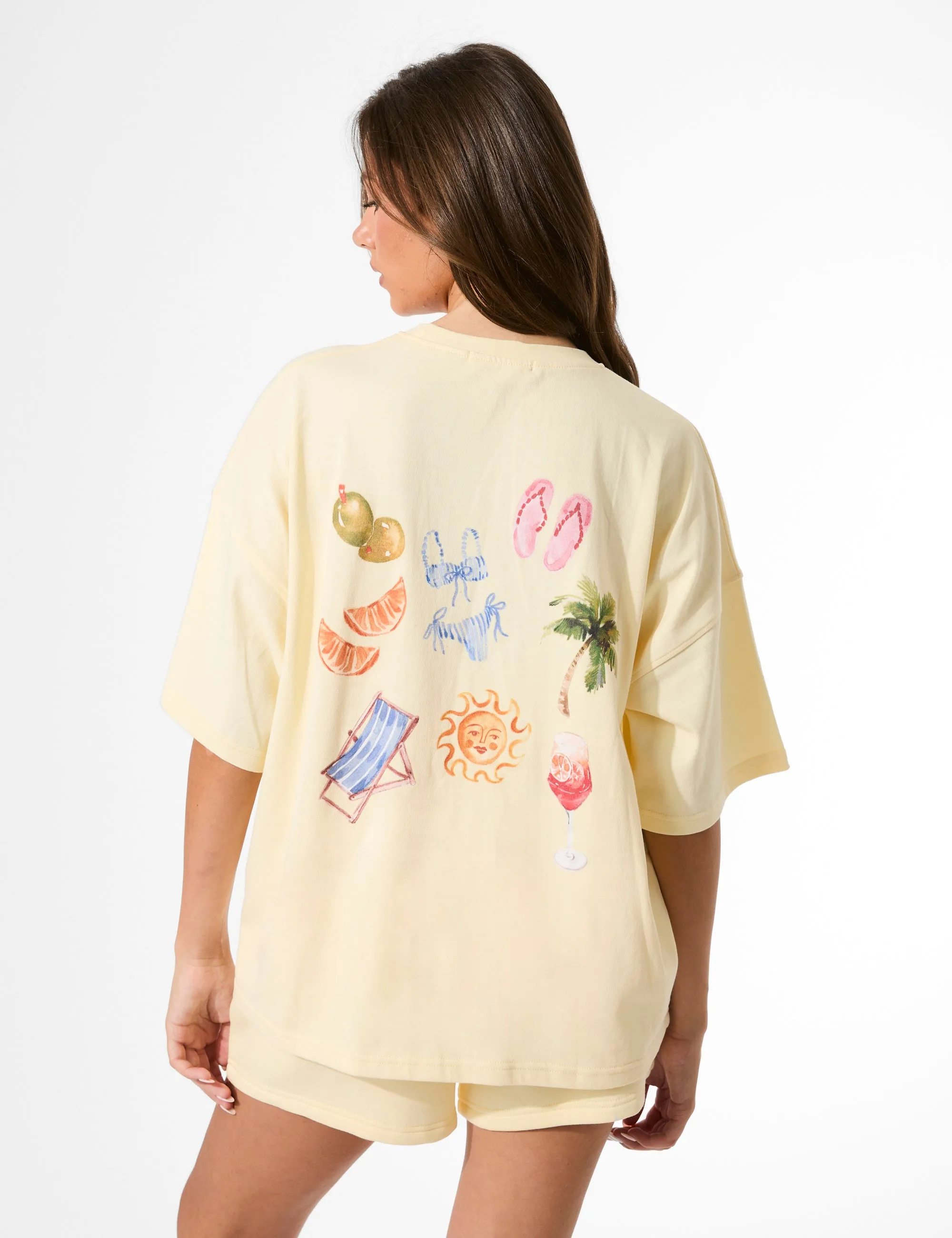 Kaiia Summer Back Graphic Oversized T-Shirt Lemon sold by Public Desire