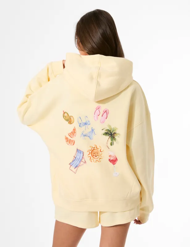 Kaiia Summer Back Graphic Oversized Hoodie Lemon sold by Public Desire