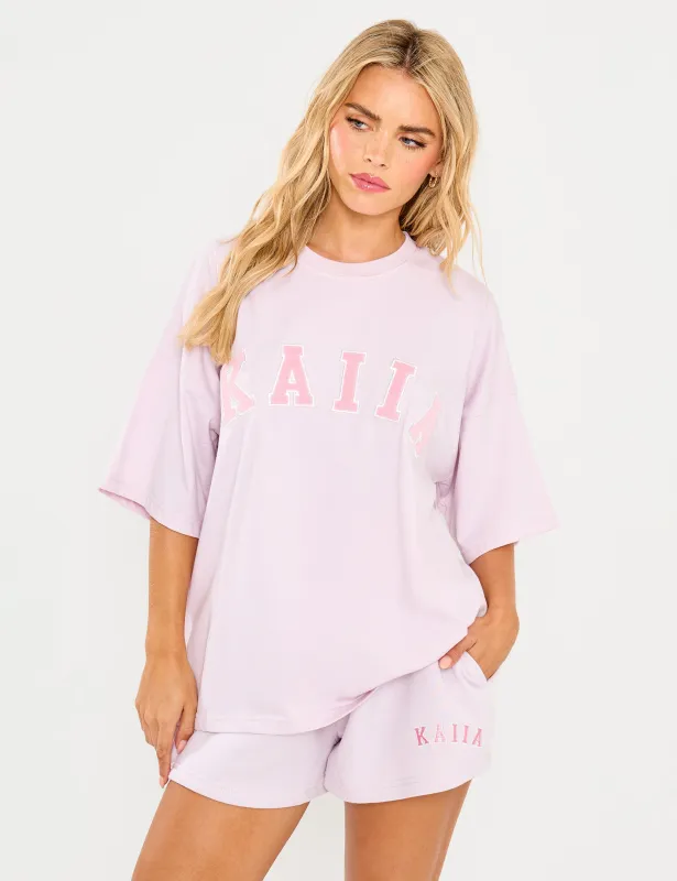 Kaiia Slogan Oversized T-Shirt Pale Lavender sold by Public Desire