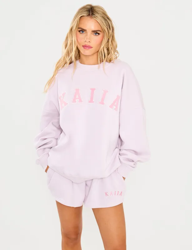 Kaiia Slogan Mini Sweat Shorts Pale Lavender sold by Public Desire