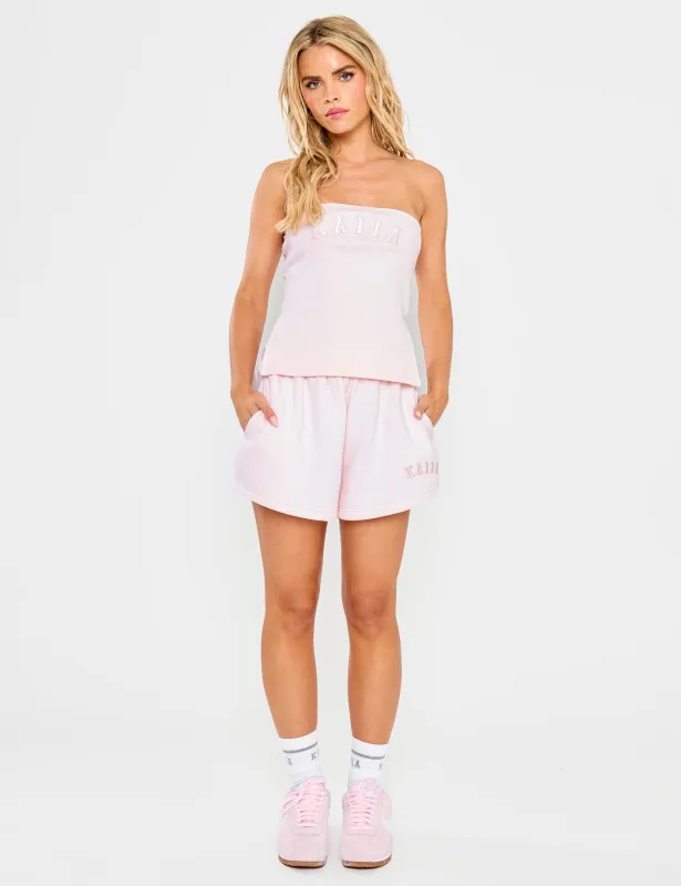 Kaiia Slogan Mini Sweat Shorts Shell Pink sold by Public Desire