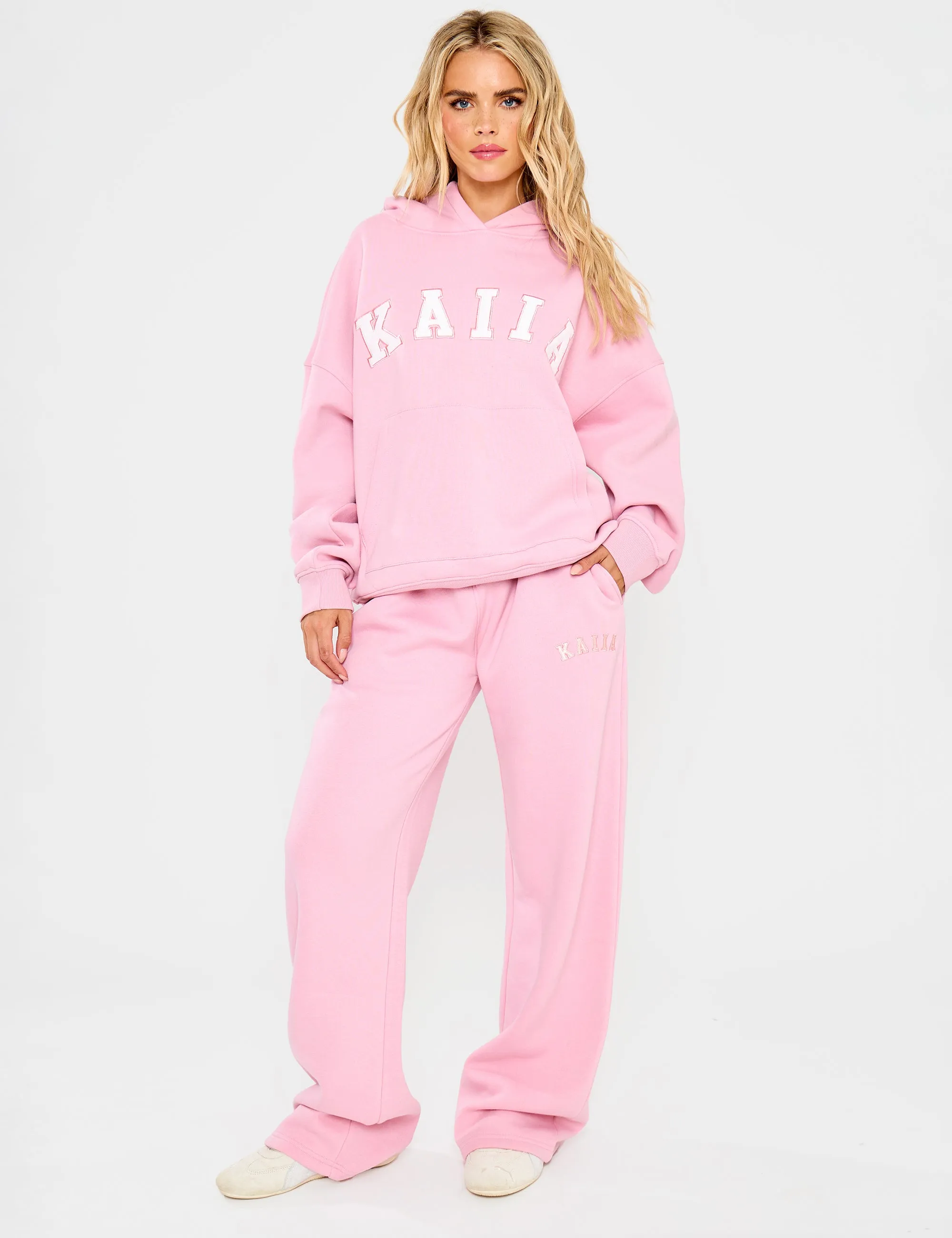 Kaiia Slogan Wide Leg Joggers Rose Pink sold by Public Desire