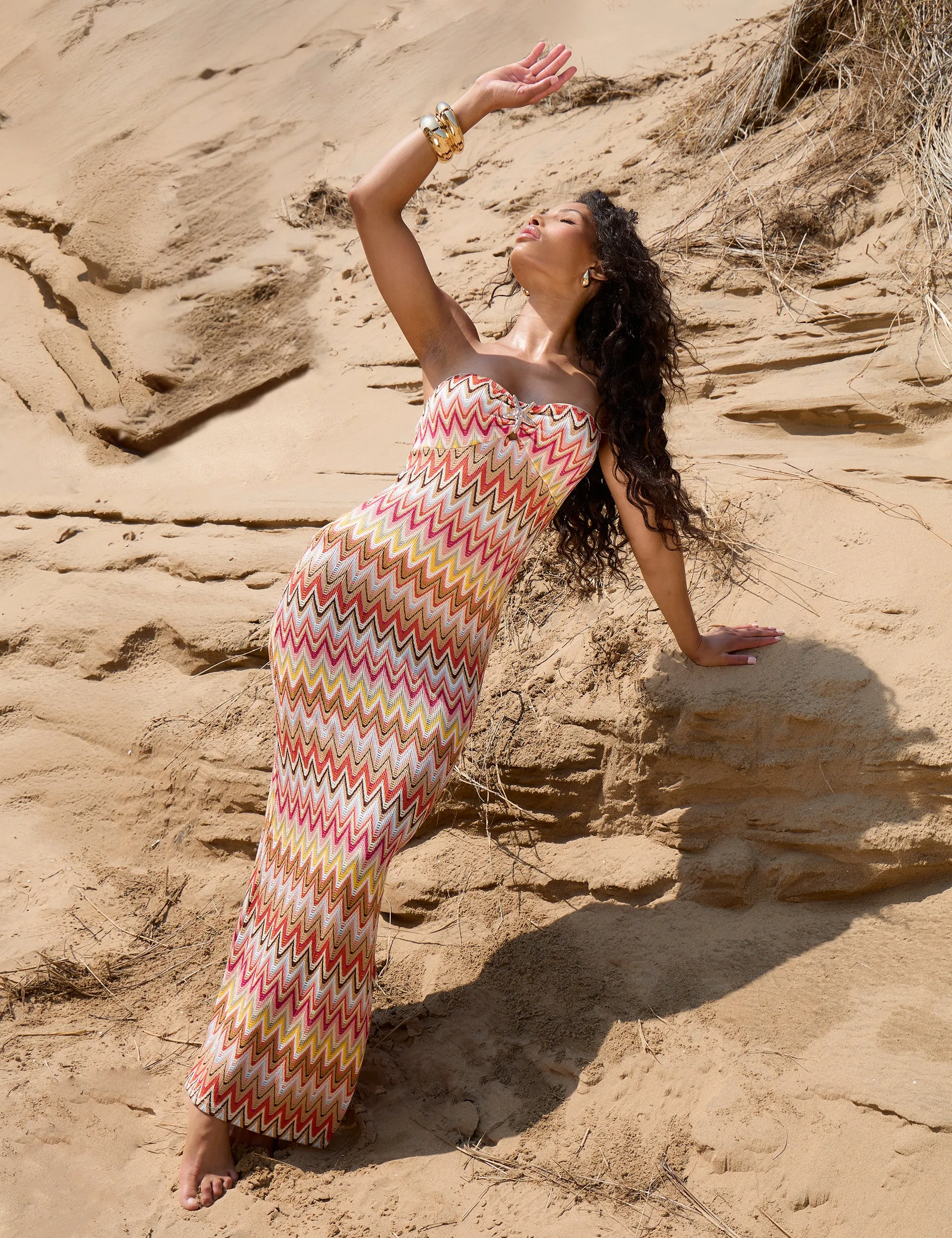 Bandeau Starfish Detail Midi Dress Zigzag Print Multi sold by Public Desire product image thumbnail 2